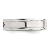 Sterling Silver 6mm  Enamel Cross Fancy Band Size 11.5
