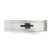 Sterling Silver 6mm  Enamel Cross Fancy Band Size 12.5