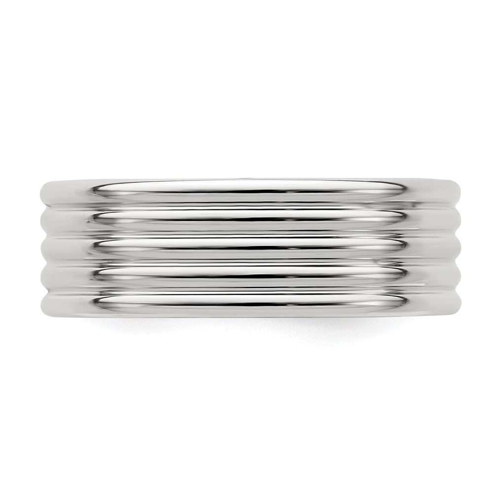 Sterling Silver 7mm  Polished Fancy Band Size 12.5