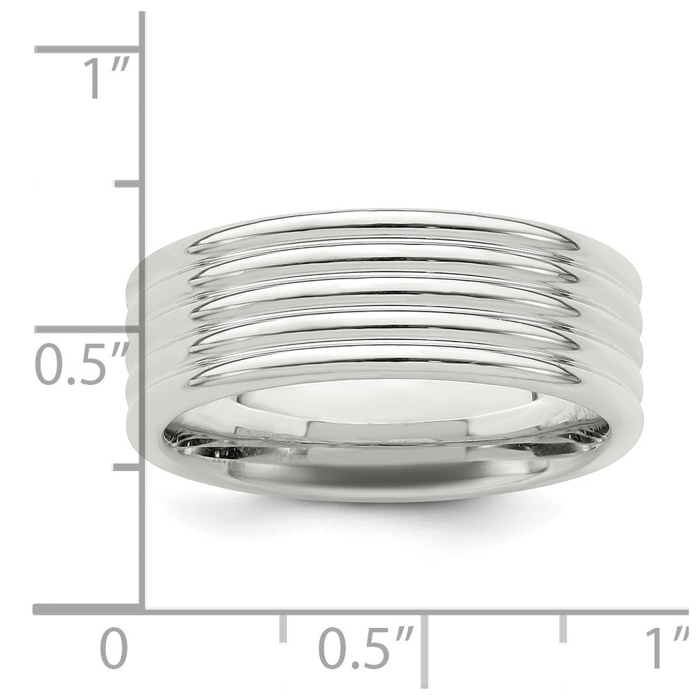 Sterling Silver 7mm  Polished Fancy Band Size 8