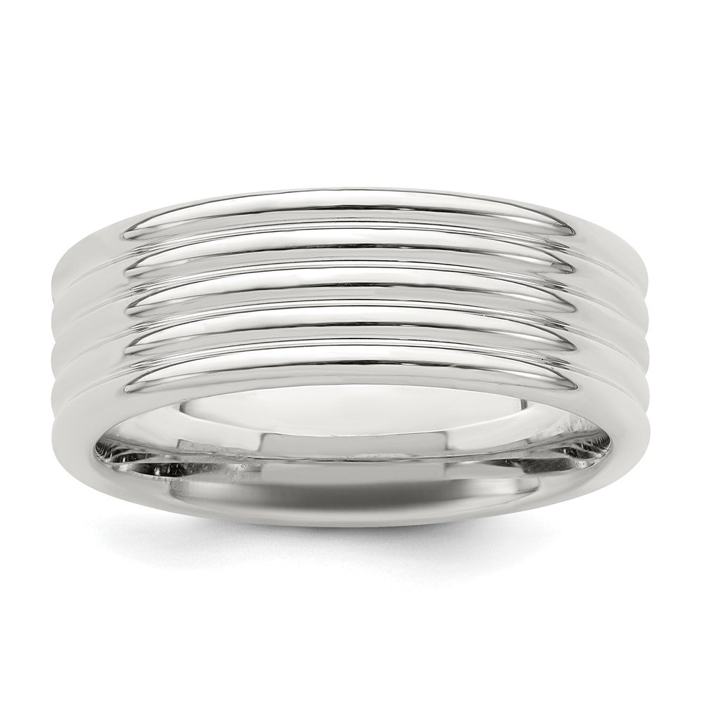 Sterling Silver 7mm  Polished Fancy Band Size 11