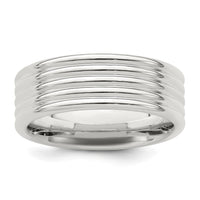 Sterling Silver 7mm  Polished Fancy Band Size 8