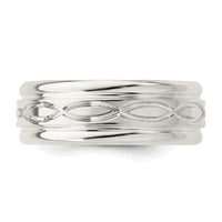 Sterling Silver 7mm Polished Intertwined Band Size 12