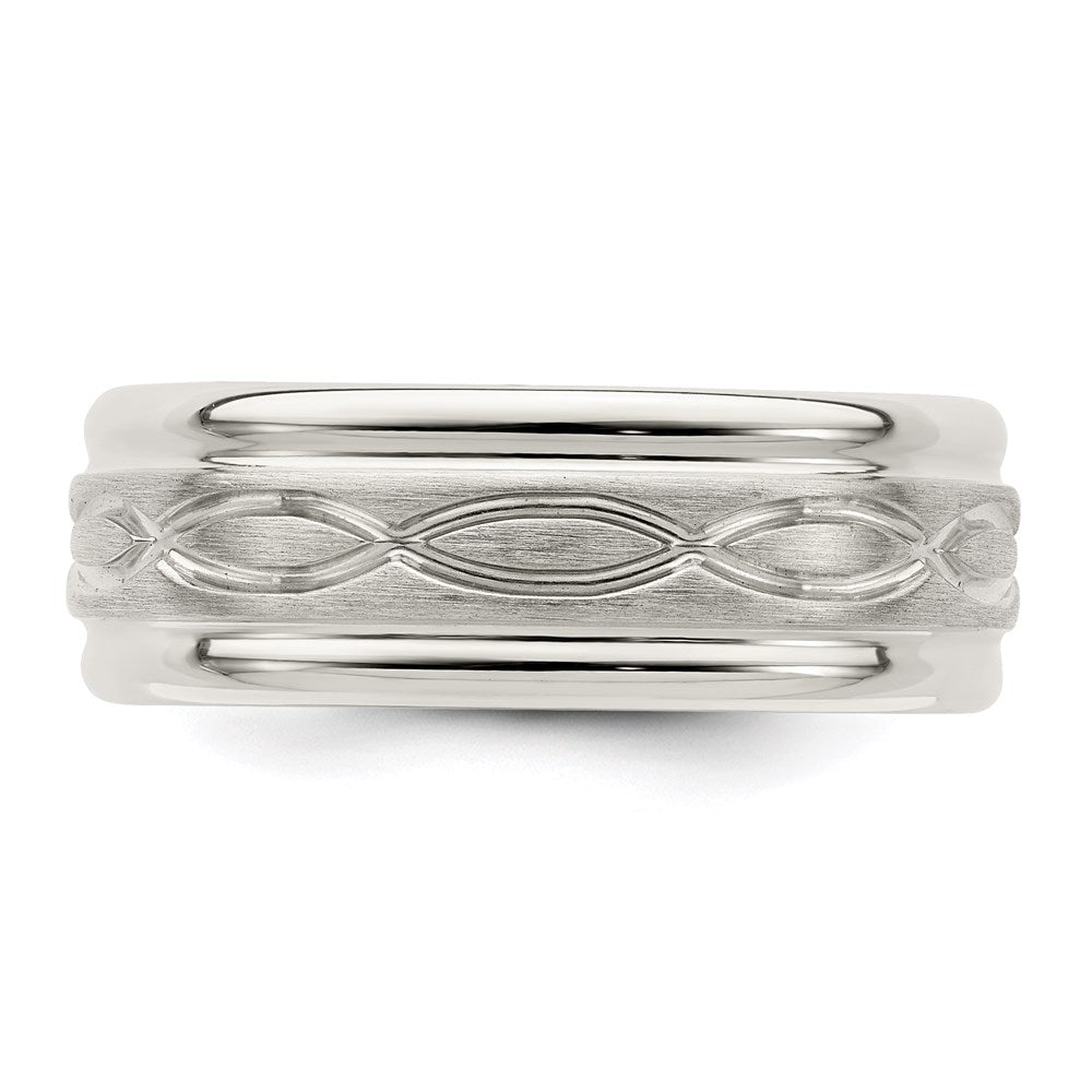 Sterling Silver 7mm Brushed Intertwined Band Size 7