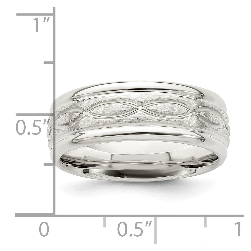 Sterling Silver 7mm Brushed Intertwined Band Size 11