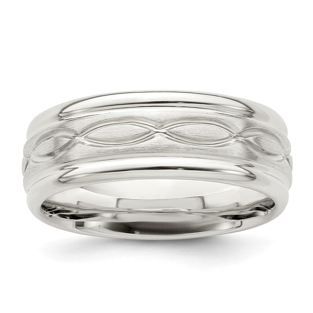 Sterling Silver 7mm Brushed Intertwined Band Size 13.5