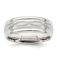 Sterling Silver 7mm Brushed Intertwined Band Size 13