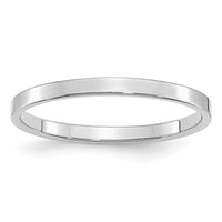 Sterling Silver Rhodium-plated 2mm Flat Size 5 Band