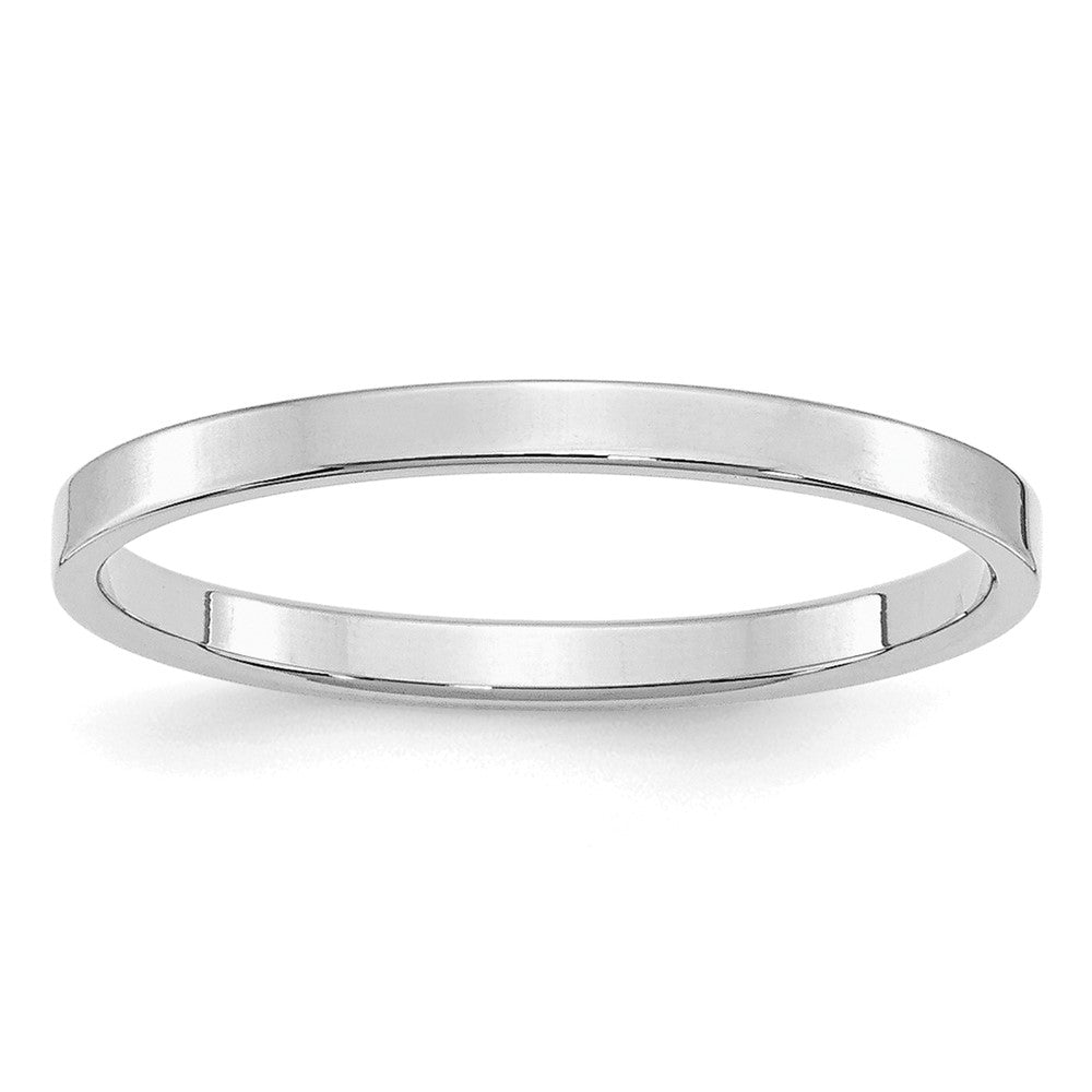Sterling Silver Rhodium-plated 2mm Flat Size 8 Band