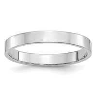 Sterling Silver Rhodium-plated 3mm Flat Size 8.5 Band