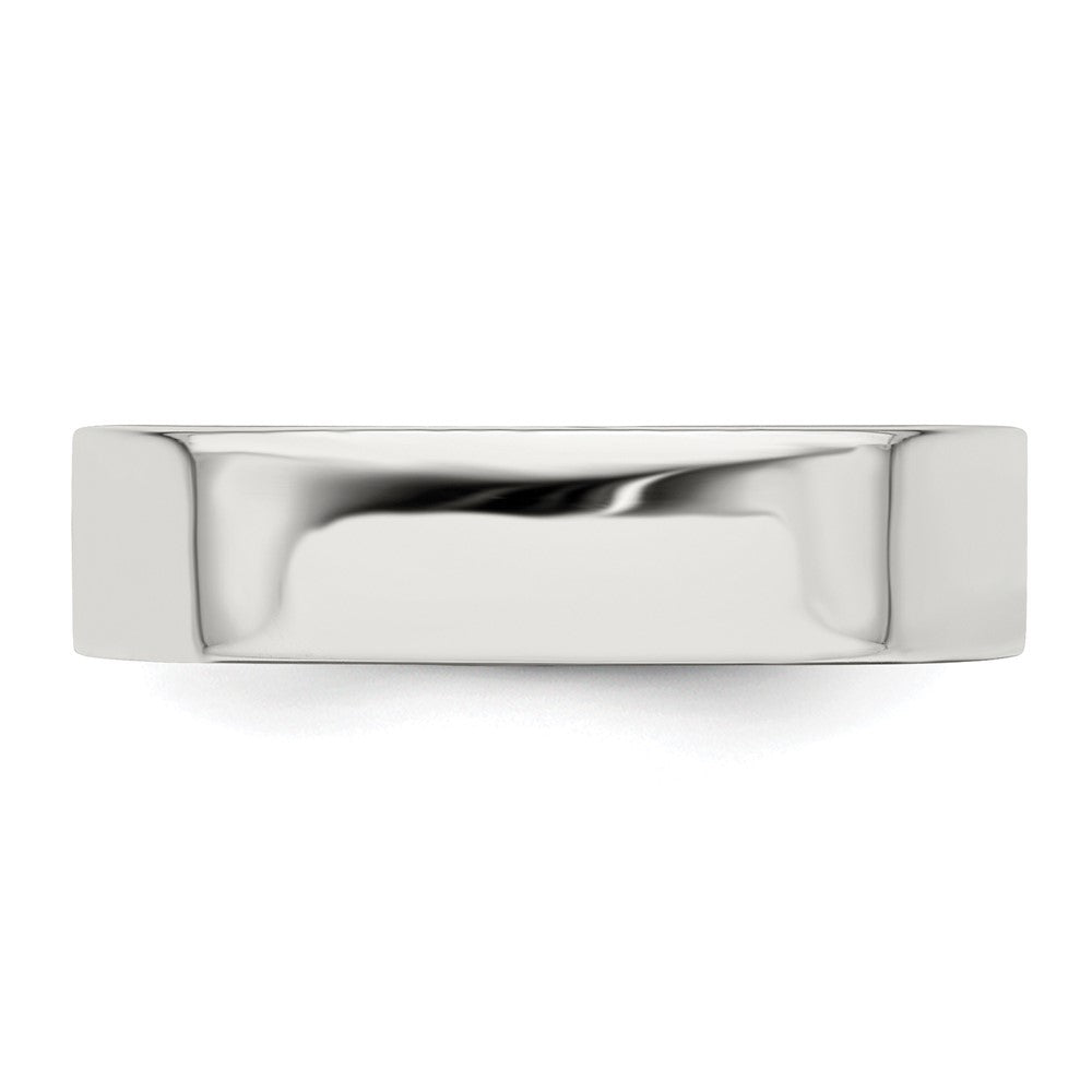 Sterling Silver Rhodium-plated 5mm Flat Size 8.5 Band