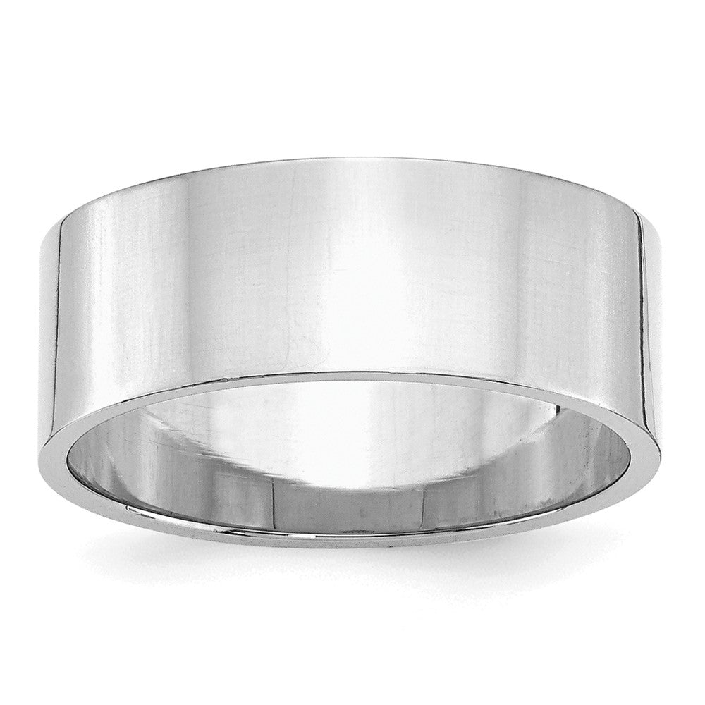 Sterling Silver Rhodium-plated 8mm Flat Size 7.5 Band