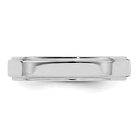 Sterling Silver Rhodium-plated 4mm Flat w/ Step Edge Size 6 Band