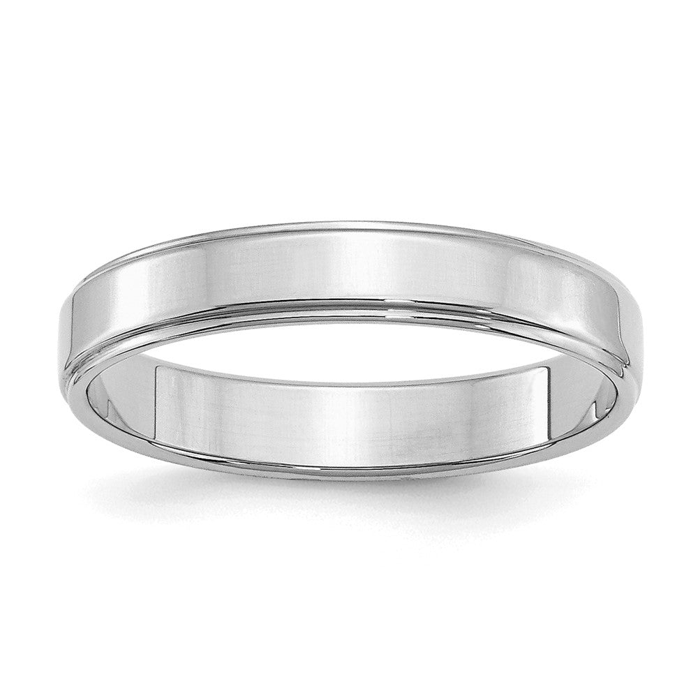 Sterling Silver Rhodium-plated 4mm Flat w/ Step Edge Size 7 Band