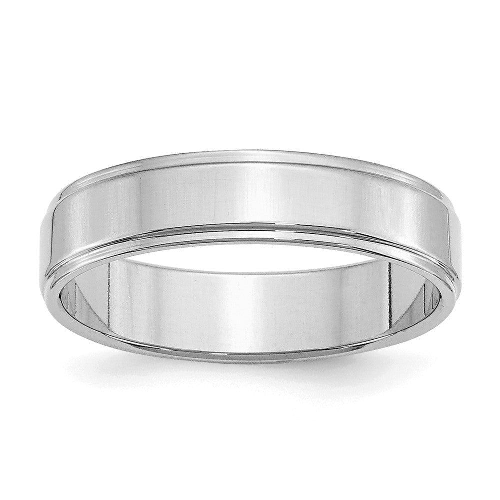 Sterling Silver Rhodium-plated 5mm Flat w/ Step Edge Size 5.5 Band