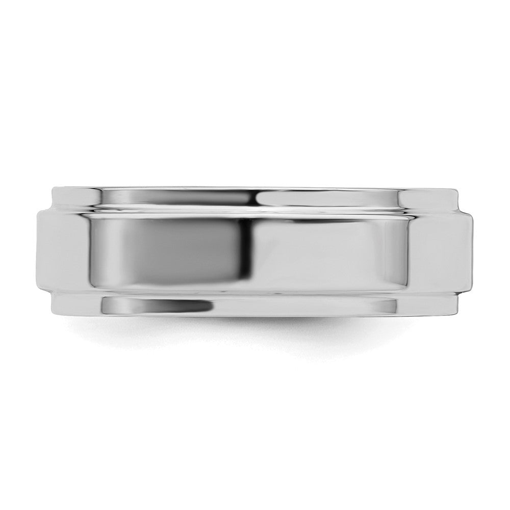 Sterling Silver Rhodium-plated 6mm Flat w/ Step Edge Size 7 Band
