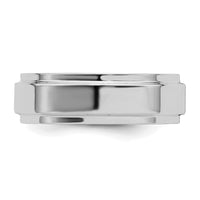 Sterling Silver Rhodium-plated 6mm Flat w/ Step Edge Size 5 Band