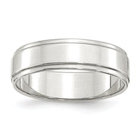 Sterling Silver 6mm Flat w/ Step Edge Size 9.5 Band