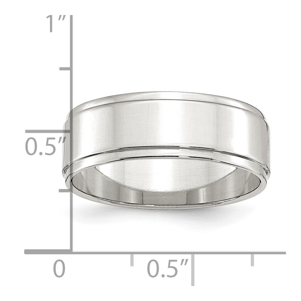 Sterling Silver 7mm Flat w/ Step Edge Size 11.5 Band