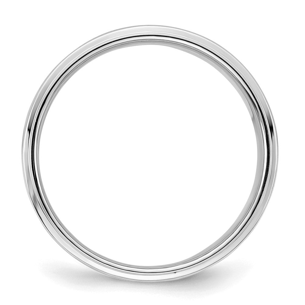 Sterling Silver Rhodium-plated 7mm Flat w/ Step Edge Size 6 Band