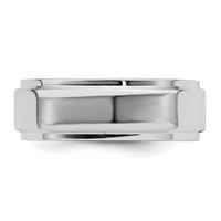 Sterling Silver Rhodium-plated 7mm Flat w/ Step Edge Size 11.5 Band