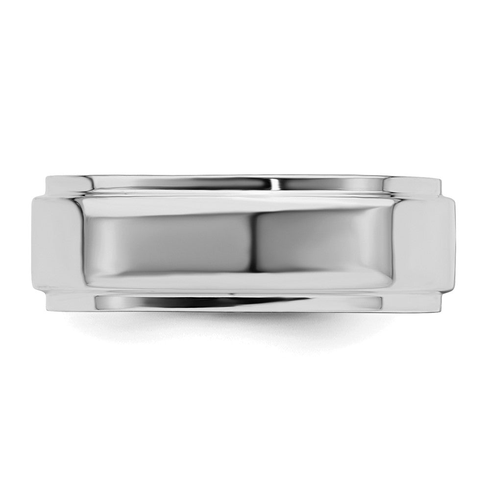 Sterling Silver Rhodium-plated 7mm Flat w/ Step Edge Size 12.5 Band