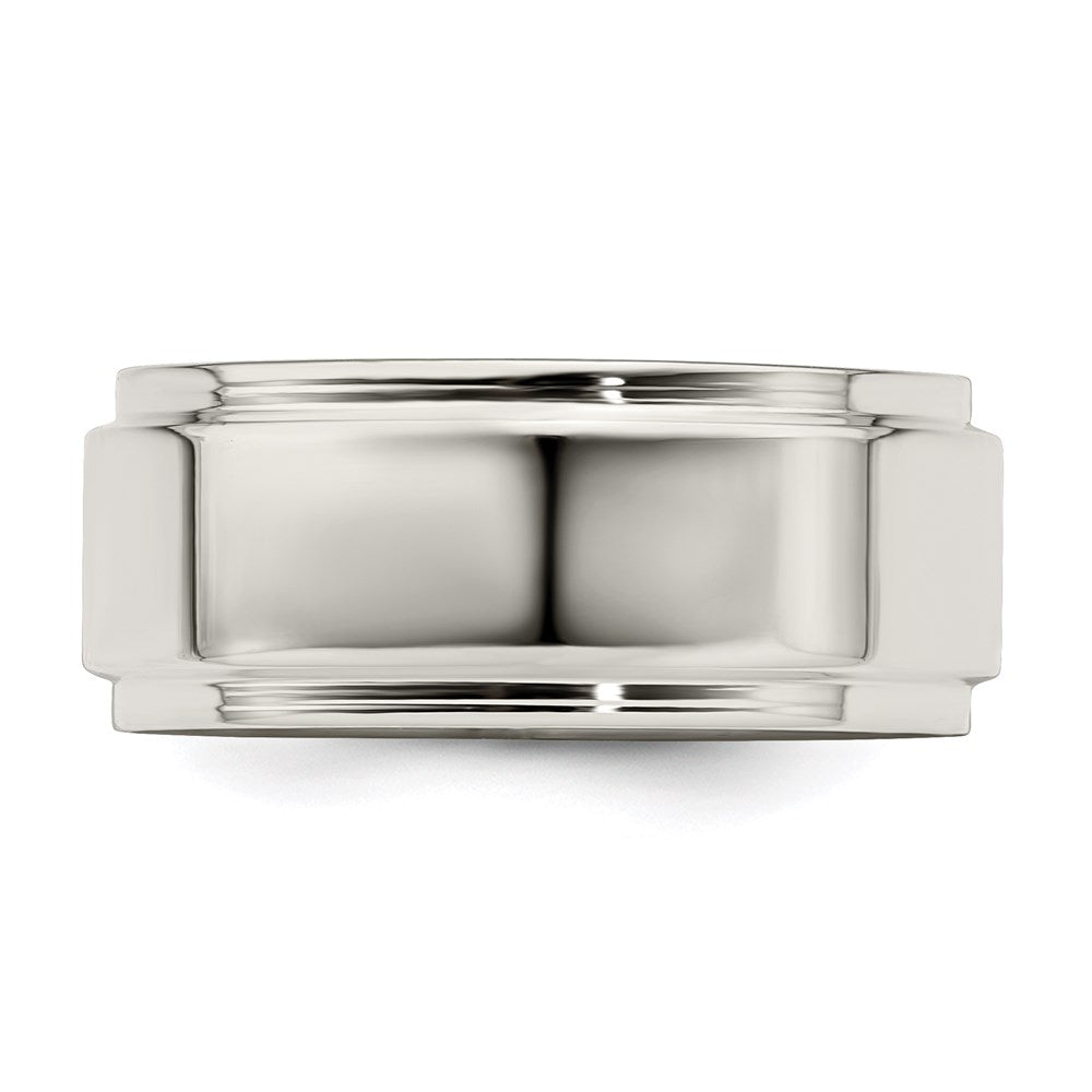 Sterling Silver 8mm Flat w/ Step Edge Size 11 Band