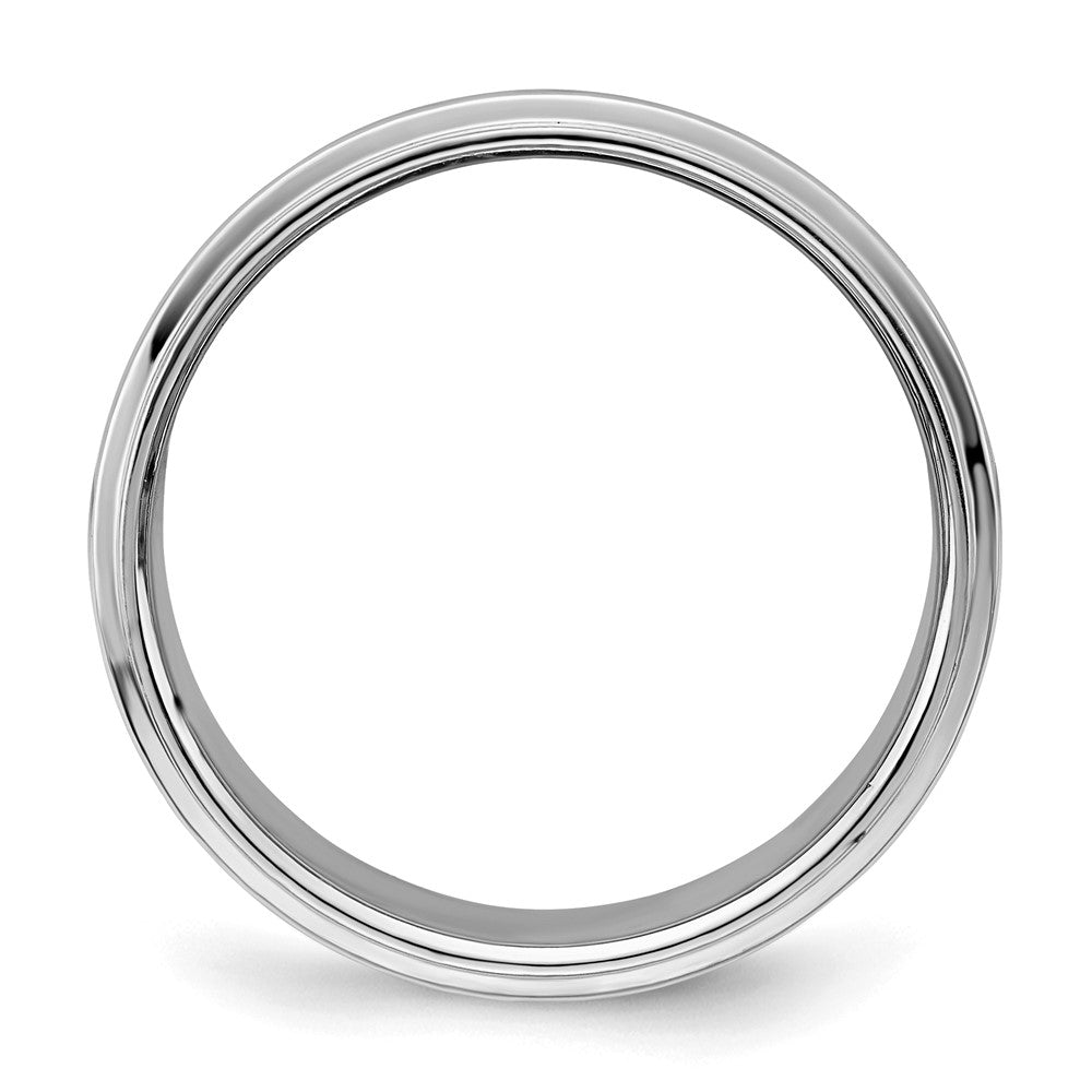 Sterling Silver Rhodium-plated 8mm Flat w/ Step Edge Size 5 Band