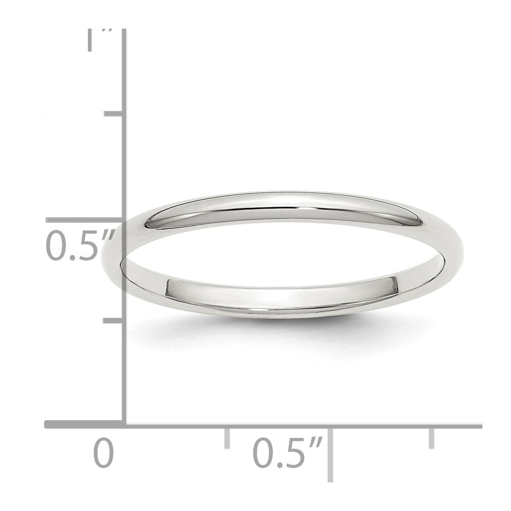 Sterling Silver 2mm Half-Round Size 10 Band