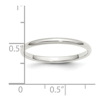 Sterling Silver 2mm Half-Round Size 10 Band