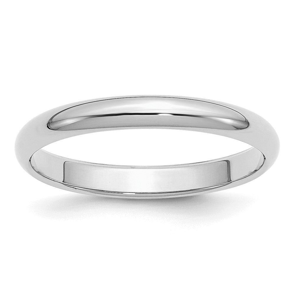 Sterling Silver Rhodium-plated 3mm Half-Round Size 12.5 Band