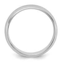Sterling Silver Rhodium-plated 5mm Half-Round Size 7.5 Band
