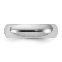 Sterling Silver Rhodium-plated 5mm Half-Round Size 9.5 Band