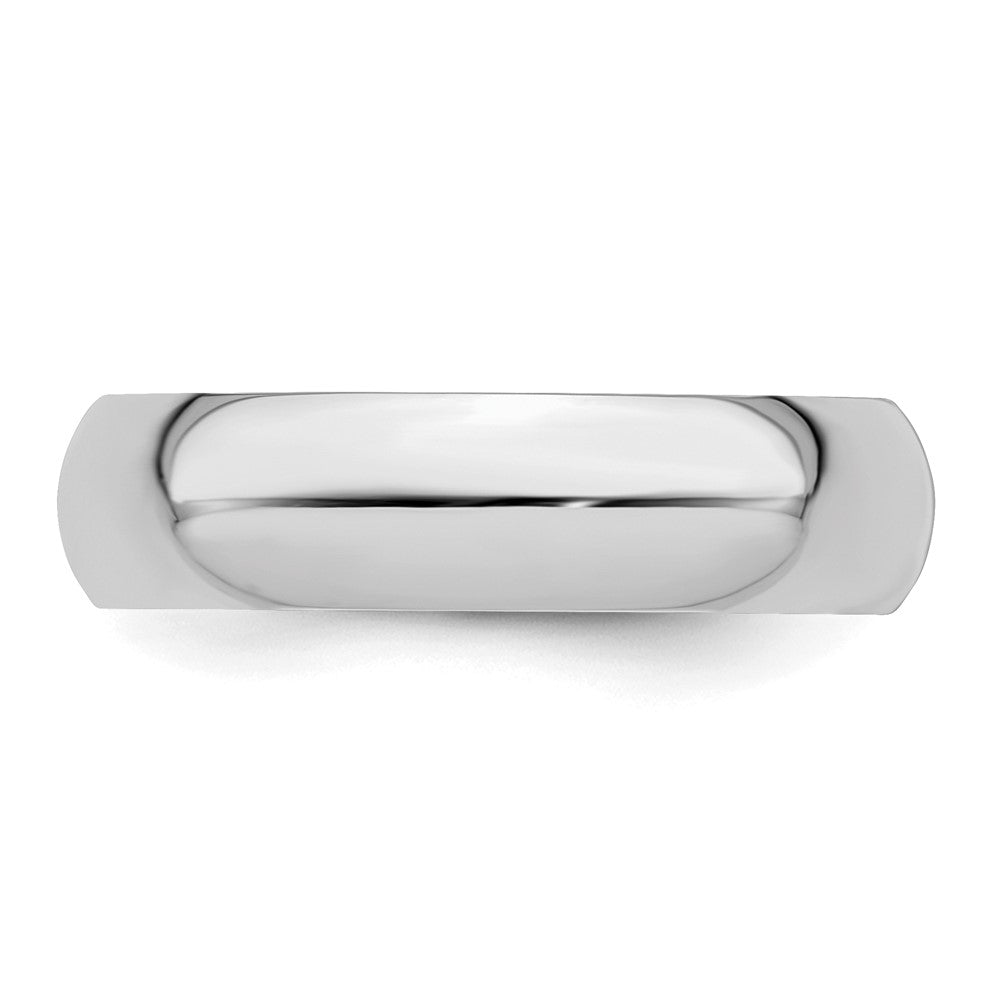 Sterling Silver Rhodium-plated 5mm Half-Round Size 7 Band