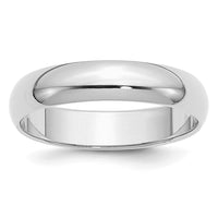 Sterling Silver Rhodium-plated 5mm Half-Round Size 5 Band