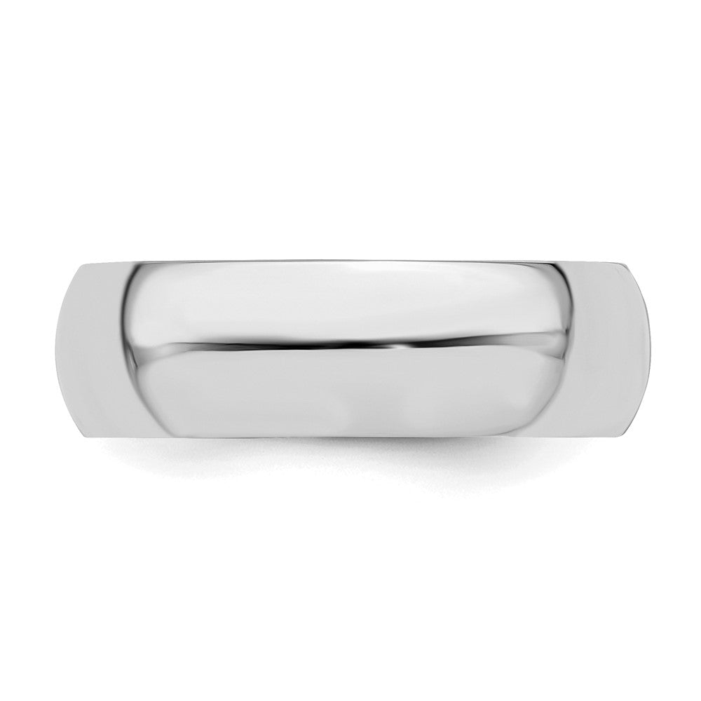Sterling Silver Rhodium-plated 6mm Half-Round Size 10.5 Band