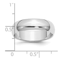 Sterling Silver Rhodium-plated 6mm Half-Round Size 11 Band