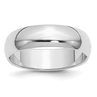 Sterling Silver Rhodium-plated 6mm Half-Round Size 12 Band