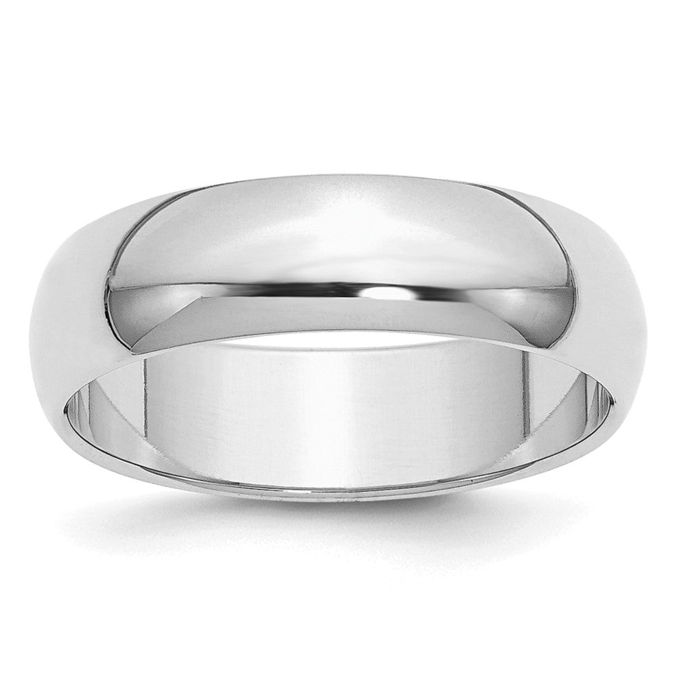Sterling Silver Rhodium-plated 6mm Half-Round Size 6 Band