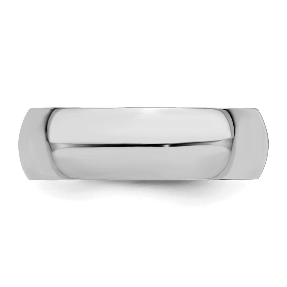 Sterling Silver Rhodium-plated 7mm Half-Round Size 13.5 Band