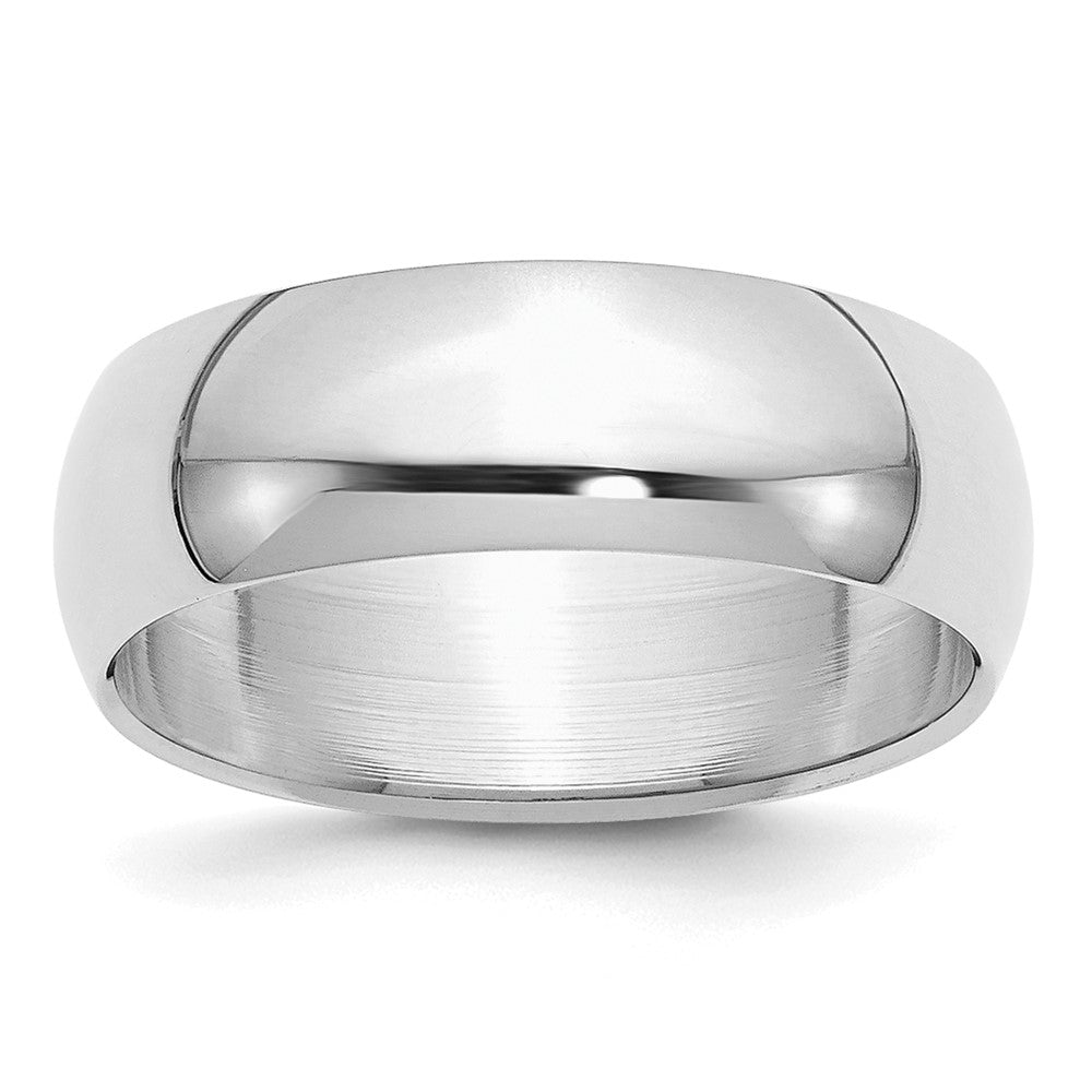 Sterling Silver Rhodium-plated 7mm Half-Round Size 13.5 Band