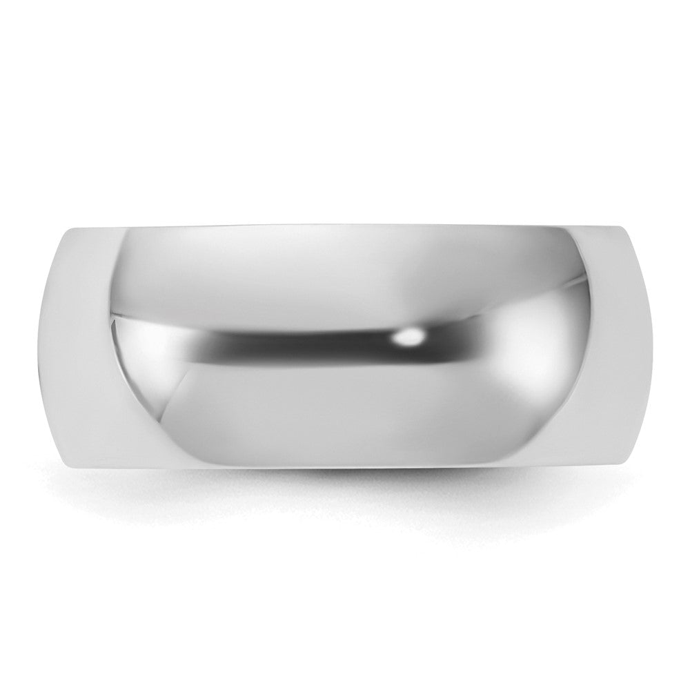 Sterling Silver Rhodium-plated 8mm Half Round Size 13.5 Band