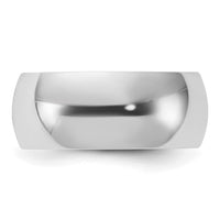 Sterling Silver Rhodium-plated 8mm Half-Round Size 8 Band