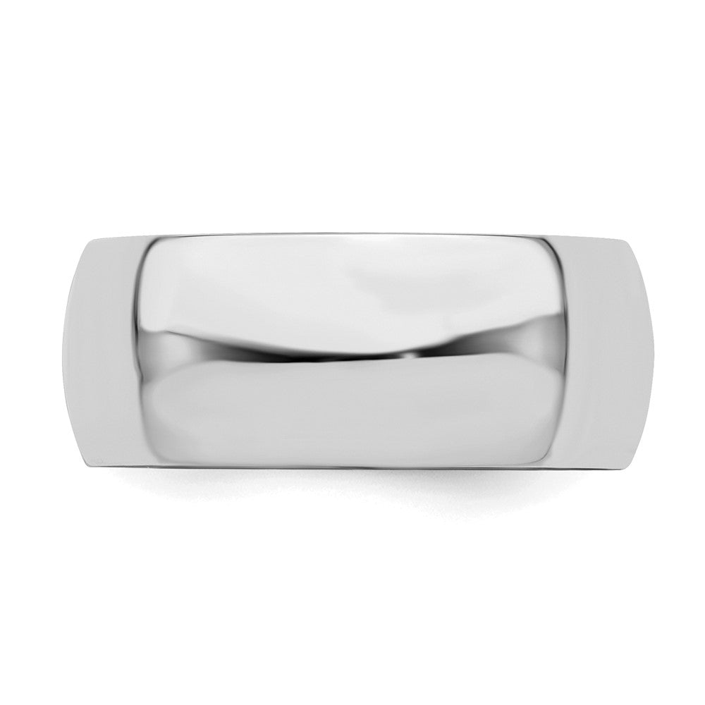 Sterling Silver Rhodium-plated 8mm Half-Round Size 11.5 Band