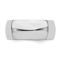 Sterling Silver Rhodium-plated 8mm Half-Round Size 8 Band