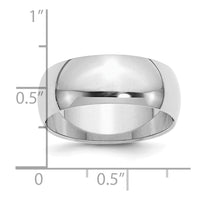 Sterling Silver Rhodium-plated 8mm Half-Round Size 5.5 Band