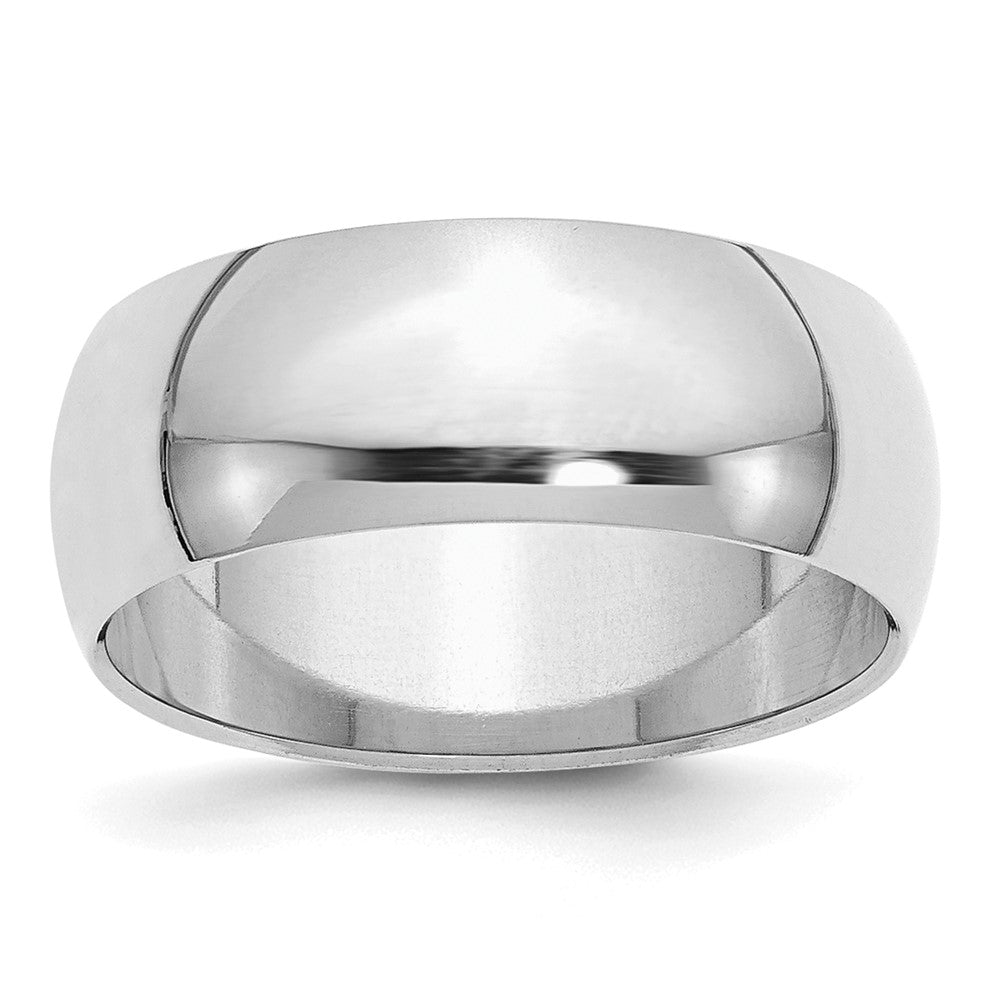 Sterling Silver Rhodium-plated 8mm Half-Round Size 7.5 Band