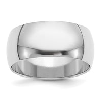Sterling Silver Rhodium-plated 9mm Half-Round Size 6 Band