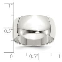 Sterling Silver 10mm Half Round Size 9.5 Band
