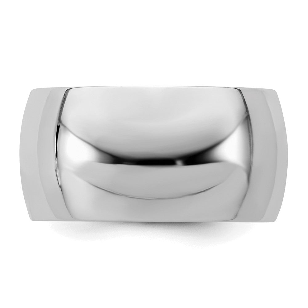 Sterling Silver Rhodium-plated 10mm Half-Round Size 5.5 Band